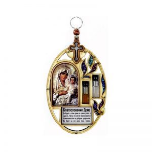 Colgante redondo con Virgen María y Jesús, con aceite y agua-141