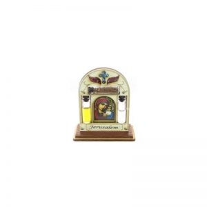 Icono con Bendición de Casa/Negocio, tierra santa, aceite y agua, en pedestal-154
