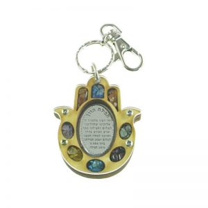 Llavero de Hamsa con oración y piedras-158