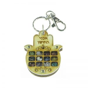 Llavero de Hamsa con 12 tipos de piedras-160