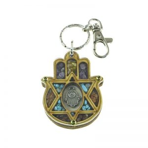 Llavero de Hamsa con estrella de David-161