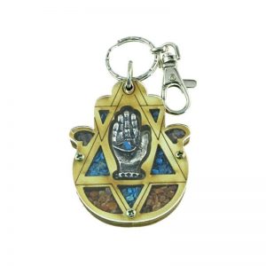 Llavero de Hamsa y estrella de David-163