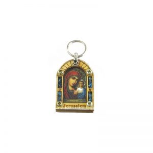 Llavero con Virgen María y piedras-168