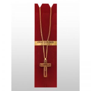 Cruz del Río Jordán - Cadena y dije Oro Laminado 24K Cruz agua del río Jordán-352