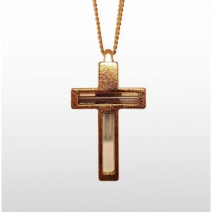 Cruz del Río Jordán - Cadena y dije Oro Laminado 24K Cruz agua del río Jordán-353