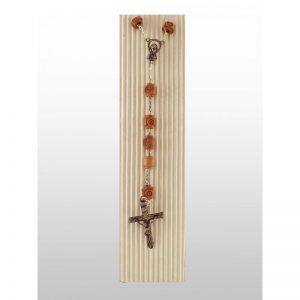 Rosario de madera de olivo con rosas talladas-397