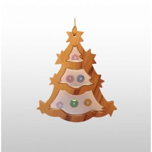 Adorno Colgante Navideño Escarchado - Hecho a mano de madera de olivo-274