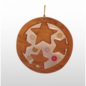 Adorno Colgante Navideño Escarchado - Hecho a mano de madera de olivo-276