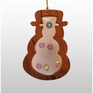 Adorno Colgante Navideño Escarchado - Hecho a mano de madera de olivo-280