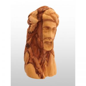 Escultura cabeza de Jesús, hecho a mano de madera de olivo-334