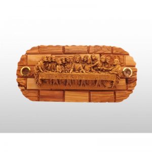 La Ultima Cena, colgante, hecha a mano de madera de olivo, yeso, incienso y tierra-344