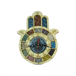 Reloj grande forma de mano (Hamsa) con piedras semi preciosas