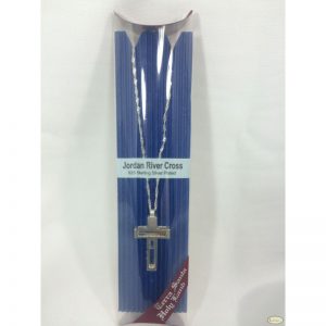 Cruz del Río Jordán - Cadena y dije Plata Esterlina Laminada 925 Cruz agua del río Jordán