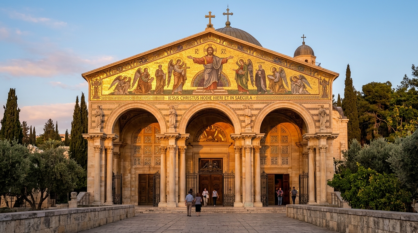 Fachada de la Iglesia de Todas las Naciones o Basílica de la Agonía en Getsemaní